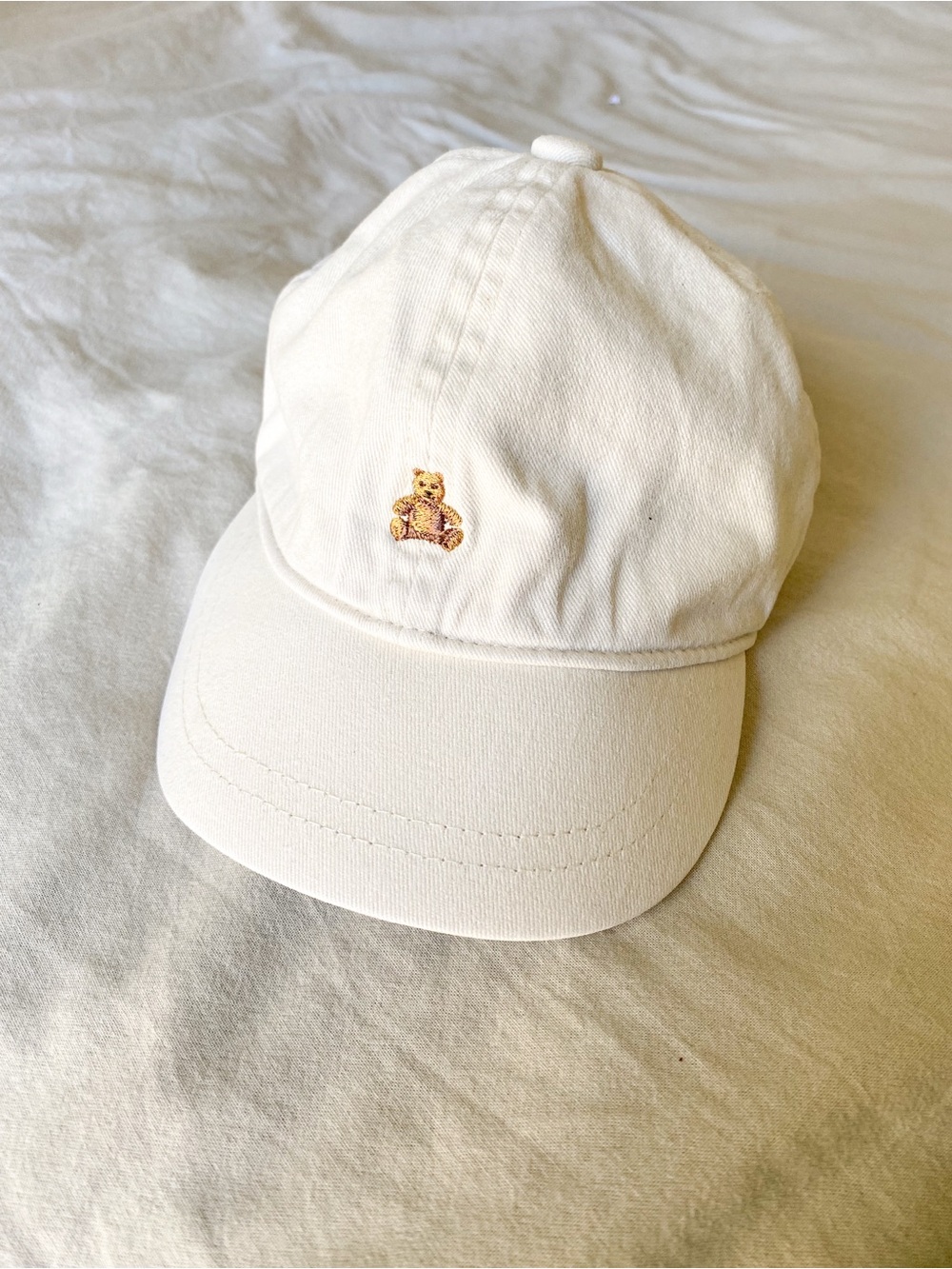 GAP Neutral Baby Baseball Cap with Subtle Teddy Bear Embroidery 100% Cotton
